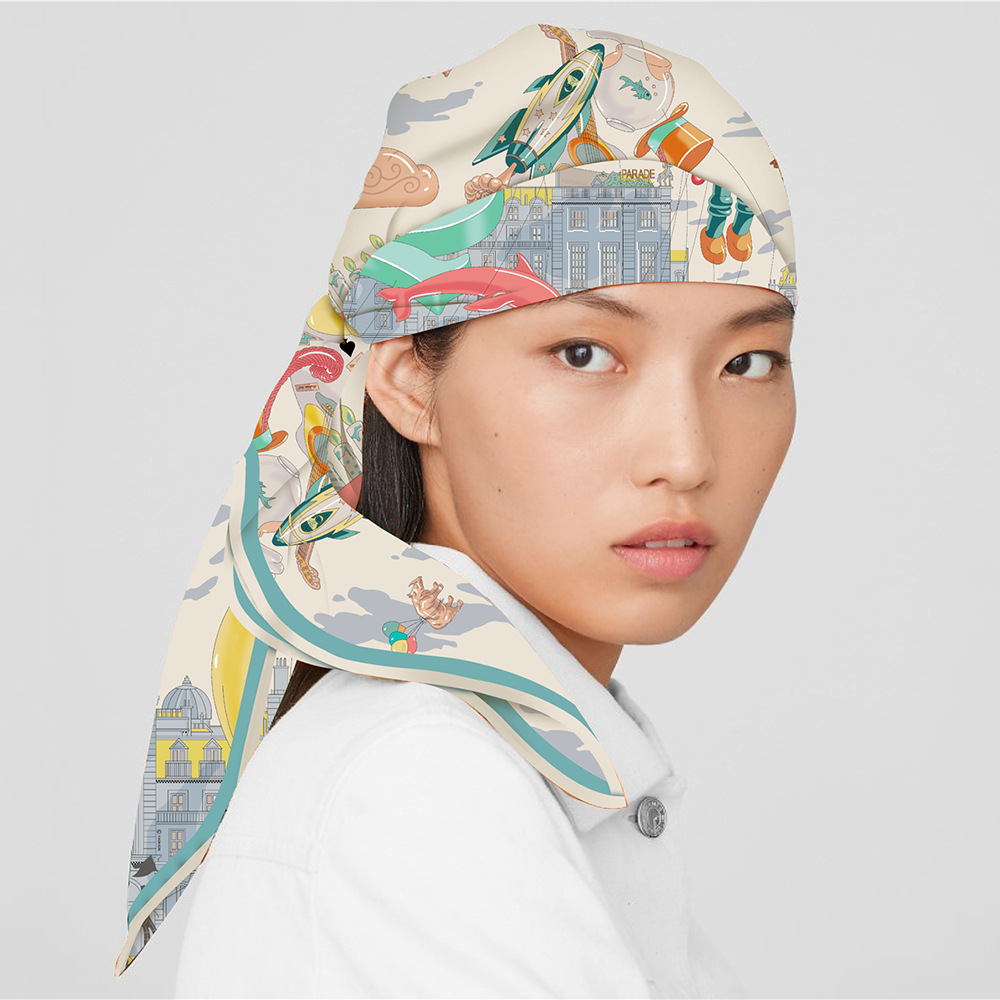 Women Square Head Twill Scarf 90CMx90CM Hair Neck Scarves Shawls Bag Bandanas Tops Summer Spring Accessories Female Foulard Femme 90cm*90cm