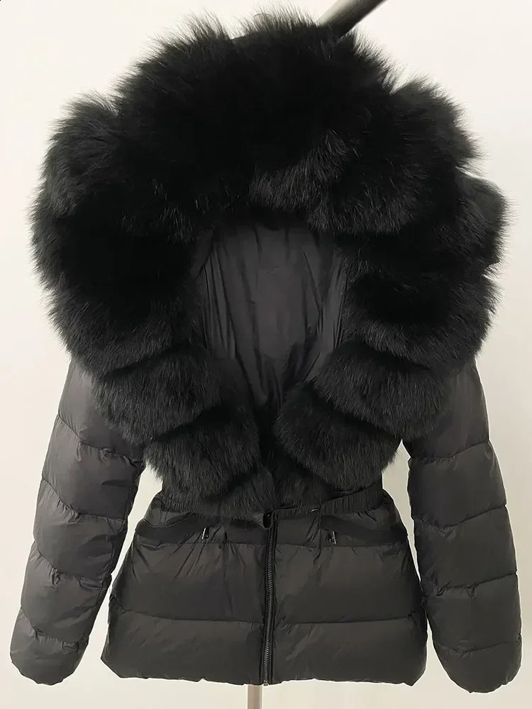 OFTBUY White Duck Down Coat Winter Jacket Womens Natural Raccoon Fox Fur Collar Hooded Thick Warm Casual Coat 240930