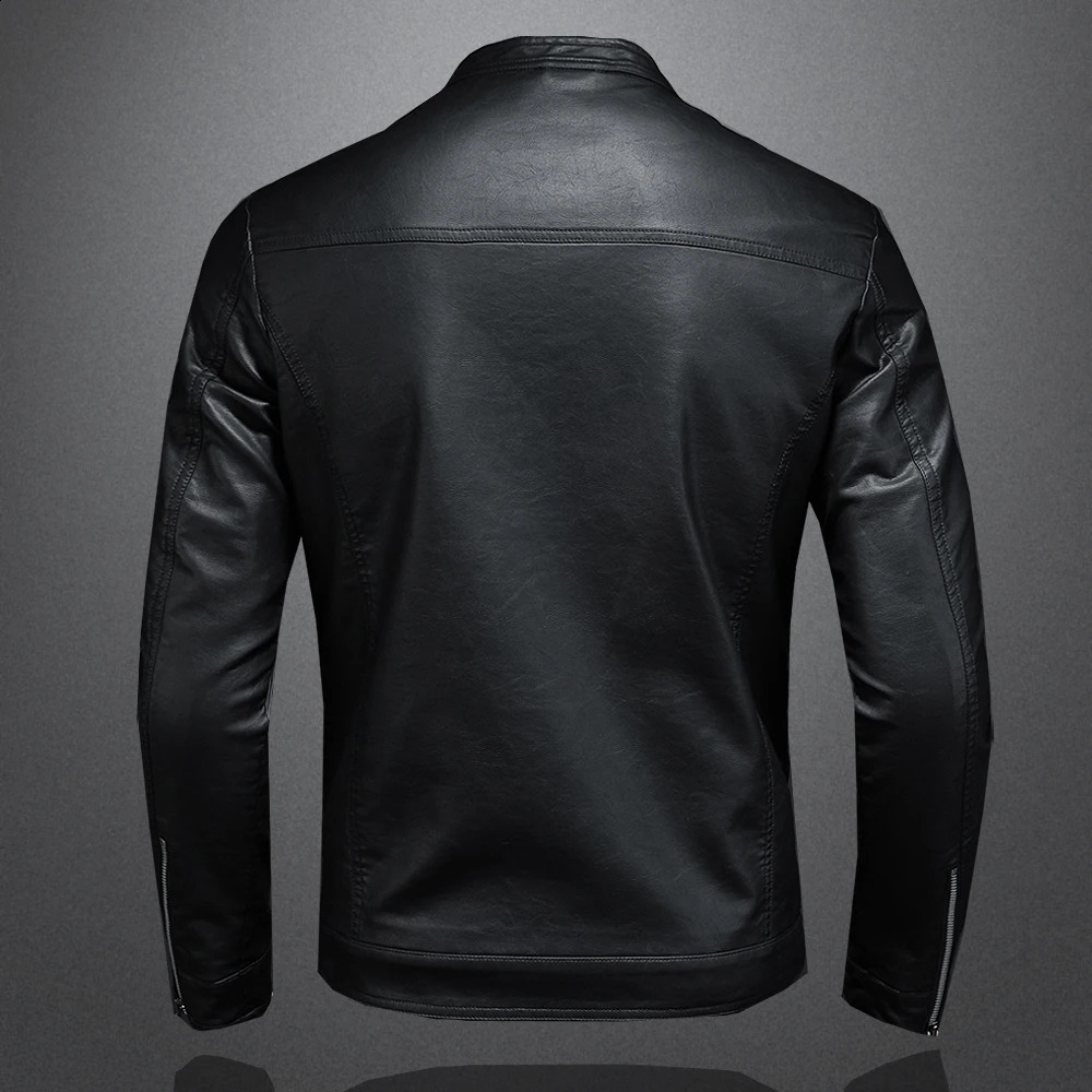 Spring Autumn Leather Jacket Men Stand Collar Slim Pu Fashion Motorcycle Causal Coat Mens Moto Biker 250225