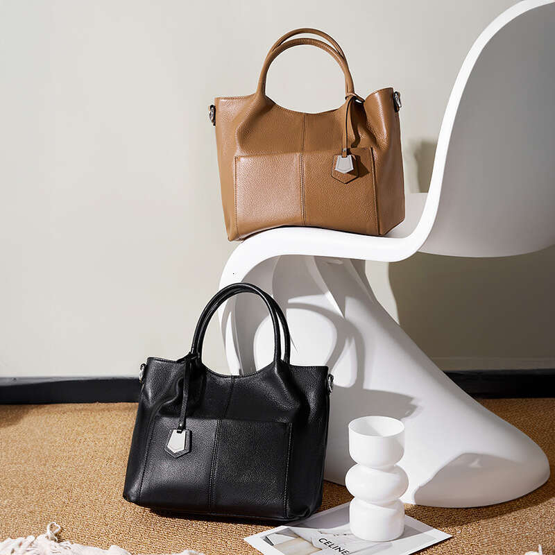 Toptrends 100% Genuine Leather Tote Handbags For Women 2024 Trend Designer Top Handle Commuter Ladies Shoulder Crossbody Bags