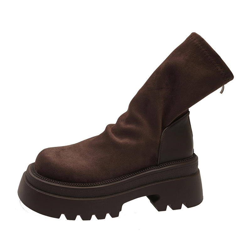 Women's Suede Winter Boots: Vintage Style, Thick Sole Height Increase, Black, Brown, Free Shipping 6c59