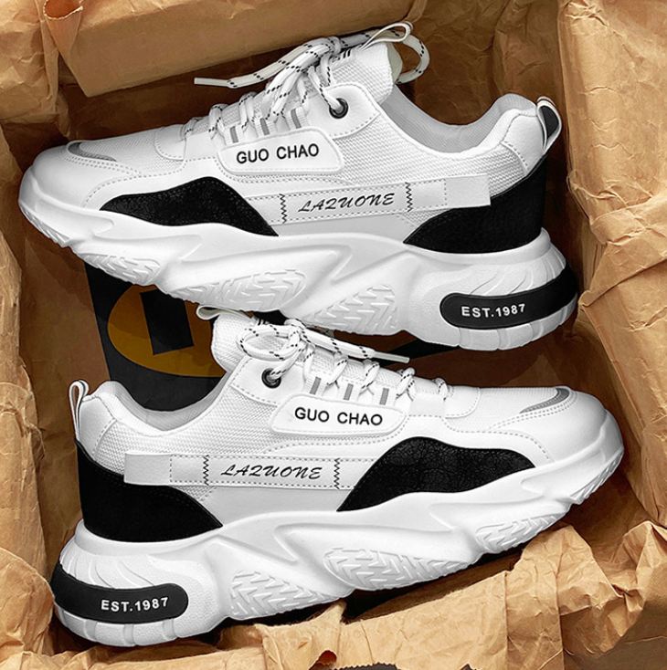 Men Sports Fashion Design Thick Sole Increase Height Sneakers Breathable Running Shoes Anti Slip Triple Black Green Khaki fashion