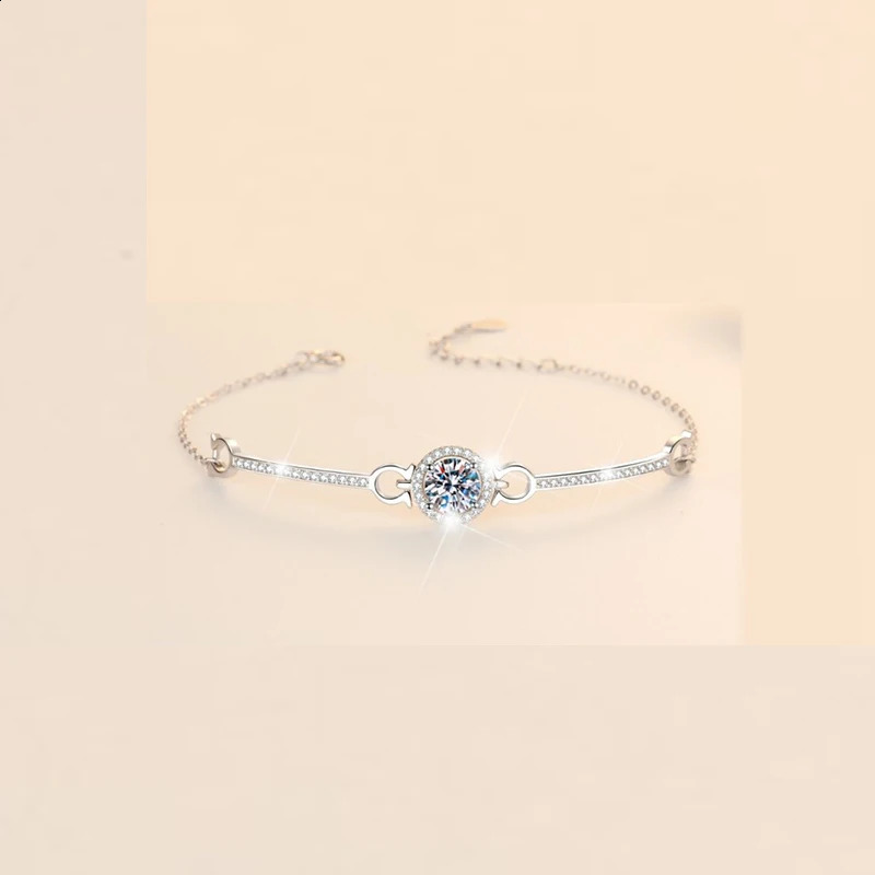 LESF 1 moissani diamond womens bracelet 925 sterling silver round bracelet white gemstone jewelry 240929