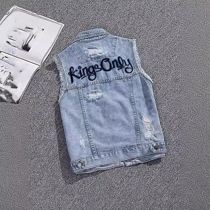 Fashion denim vest womens outerwear casual streetwear denim jacket womens clothing denim jacket womens clothing Casaco Feminino 240929