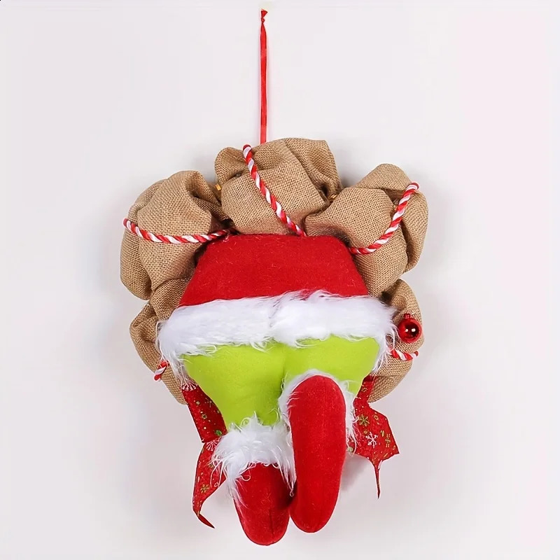 17.72inch Christmas Thief WreathChristmas Elf Leg Wreath Christmas Burlap Wreath Holiday Decoration 240925