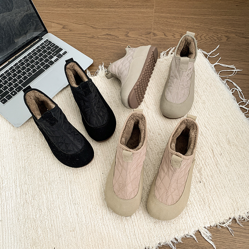 Women's Winter Fashion Short Boots: Fleece-ed Warmth, Vintage Style with Soft Sole 4e5c