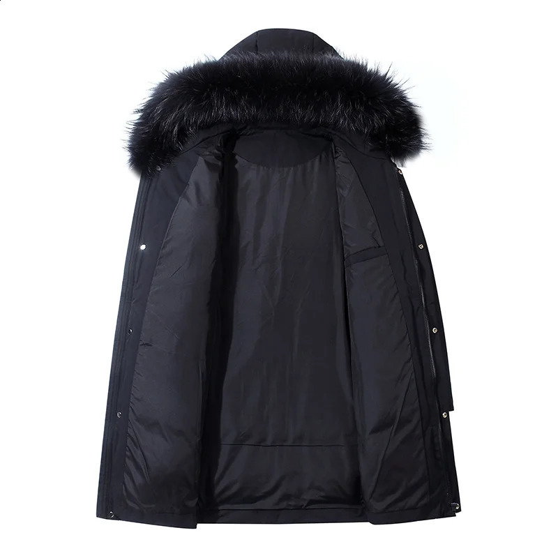 Winter Mens Warm Thick Down Jacket Mens Fashion Hooded Fur Collar Waterproof Inflatable Jacket High Quality Parka Mens 240930
