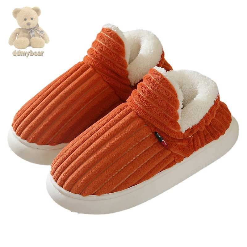 Ddmybear New Women's Indoor Winter Plush Thick Sole Warm Cotton For Men's Home Shoes Heel Pack Chinese Brand Shoes F1008-19