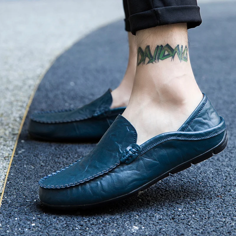 Men Shoes Casual Genuine Leather Mens Loafers Moccasins design Slip on Boat Shoes High Quality Chaussure Homme Plus Size