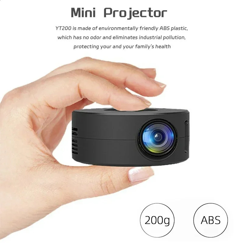 YT200 mini projector led mobile video home theater media player kids gift cinema wired same screen for Android y240929