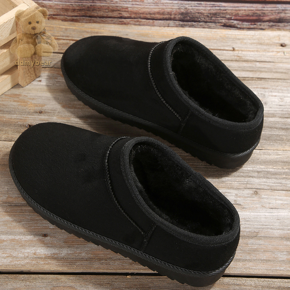 Ddmybear Ladies' Snow Boots With Plush, Cute Autumn Winter Warmth, One Foot Cotton Slippers For Indoor And Outdoor Use Chinese Brand Shoes F1008-