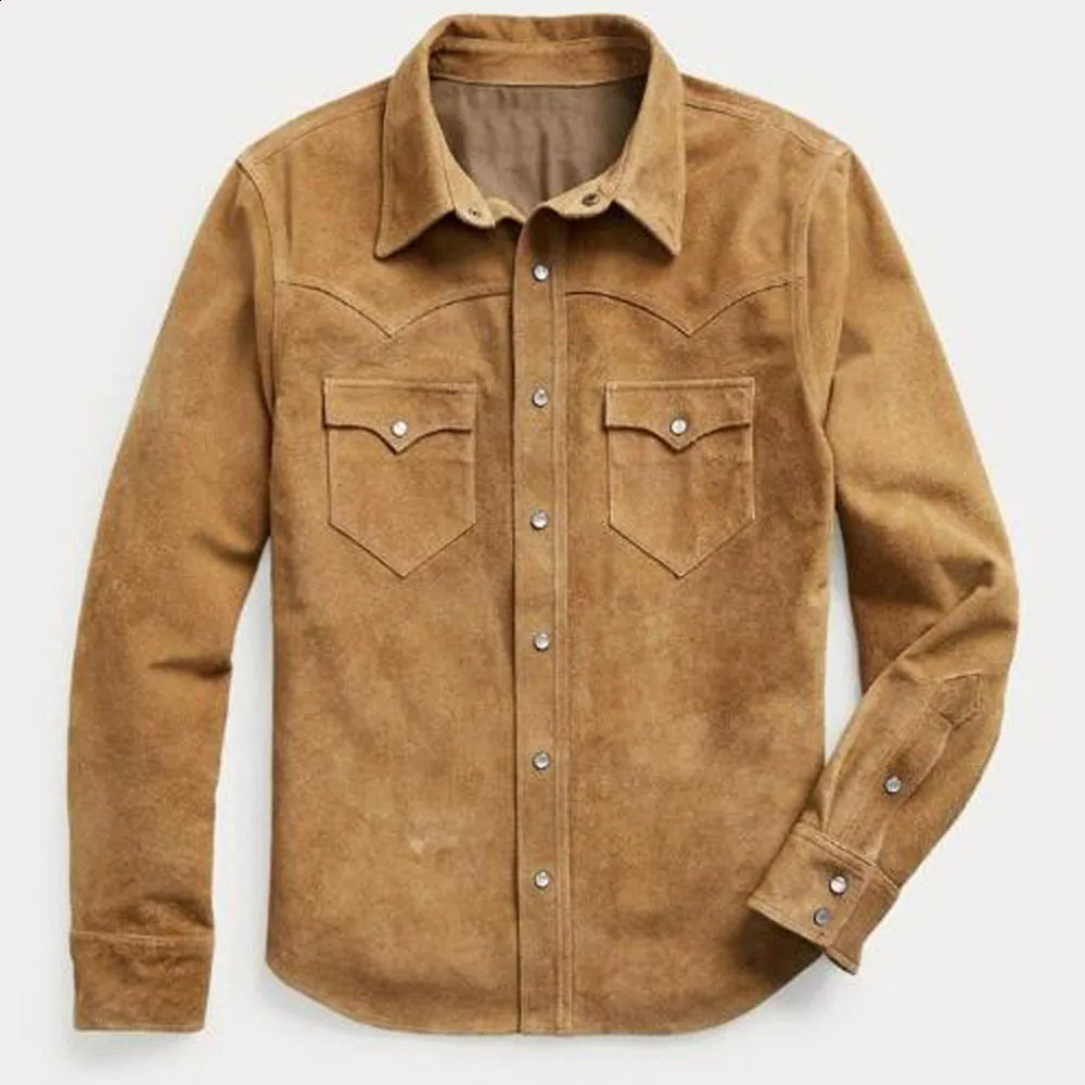 Mens jacket mens single chest jacket fashionable mens motorcycle style suede 1-piece set version lapel top 240930