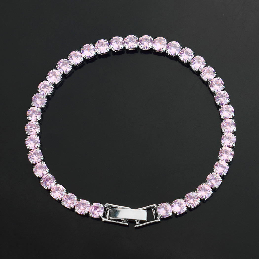 Tennis Bracelets CZ Bling Cubic Zirconia Mens Hip Hop Jewelry Blue Green Silver Rose Gold 4mm Round Full Diamond Women Fashion Hiphop 1 Single Row gif