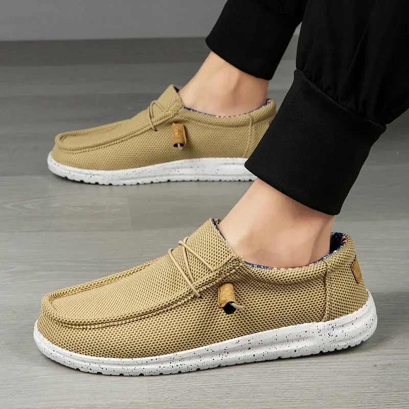 Men Casual Shoes on Canvas Loafers Comfortable Walking Flats for Man Dude Non Slip Soft Moccasins Sneakers
