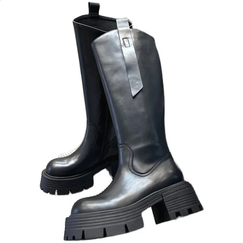 Punk Style Women Knee High Boots Fashion Zippers Shoes Heel Autumn Winter Ladies Knight Long Booties 240929