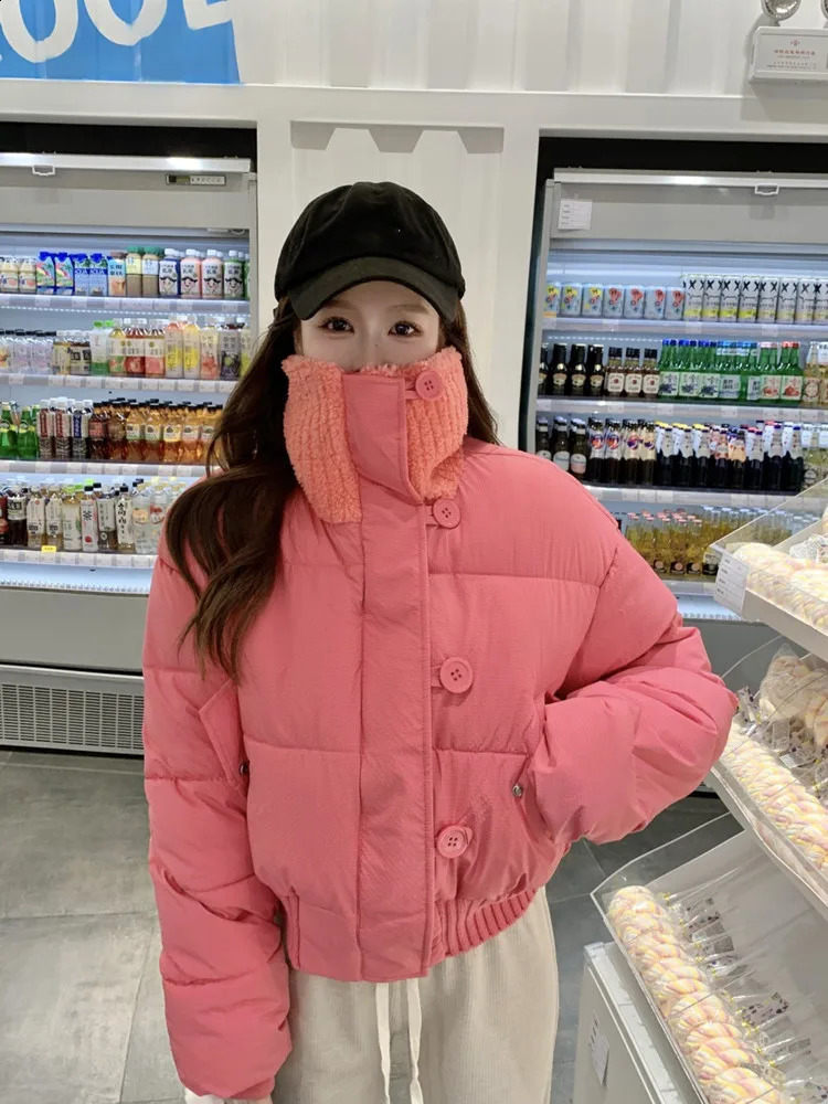 Korean style Women Cotton Jacket Coat Streetwear Fashion Solid Windproof Down Feather Female Puffer Winter Short Outwear 240930