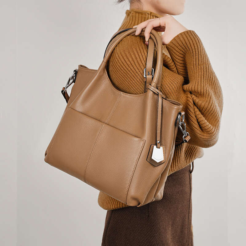 Toptrends 100% Genuine Leather Tote Handbags For Women 2024 Trend Designer Top Handle Commuter Ladies Shoulder Crossbody Bags