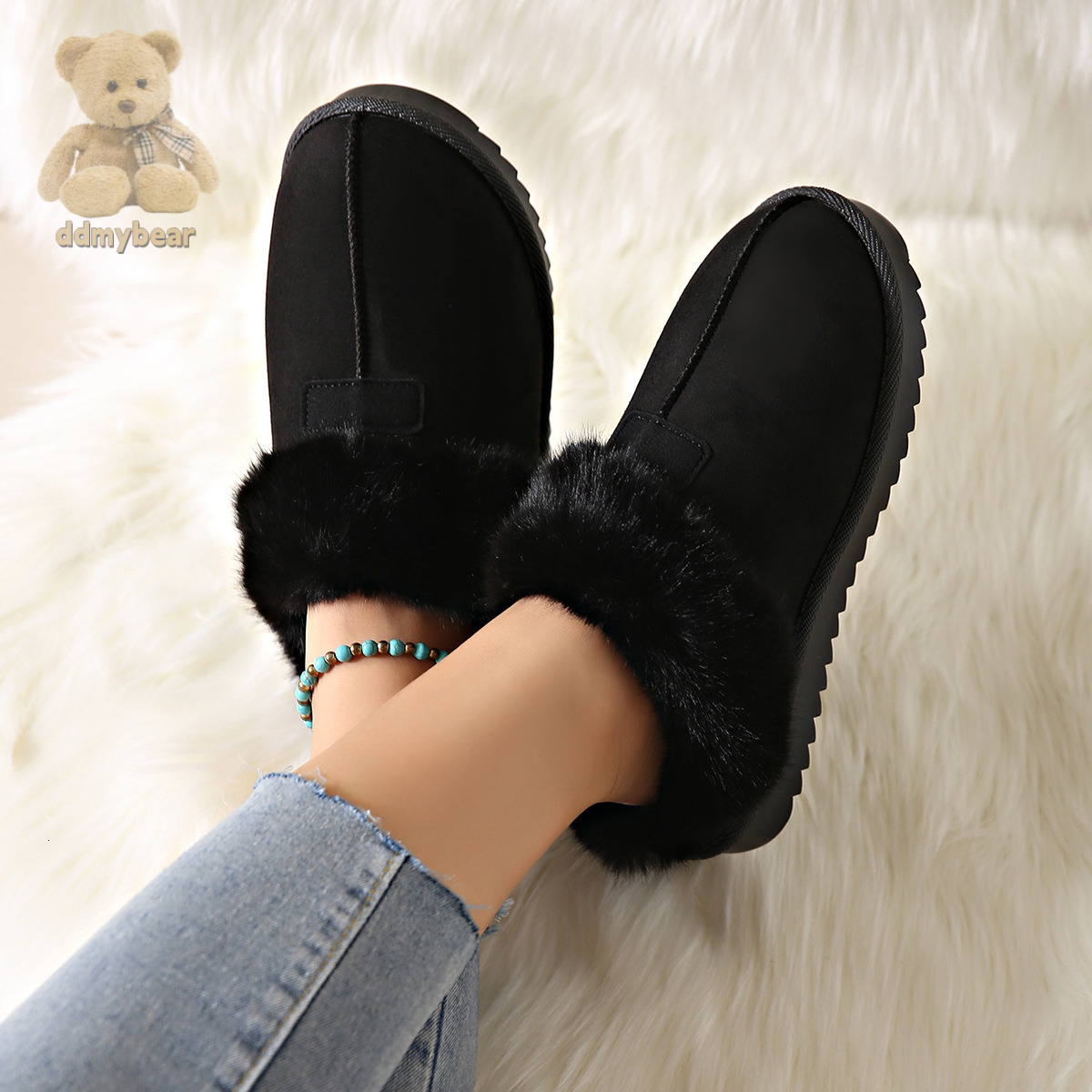 Ddmybear Tazite Snow Boots Women's Winter New Thickened Warm And Velvet Slippers Outdoor Indoor Chinese Brand Shoes F1008-28