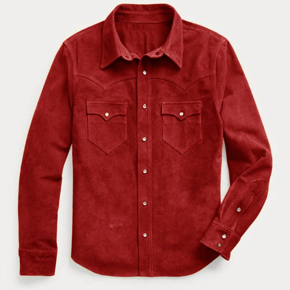 Mens jacket mens single chest jacket fashionable mens motorcycle style suede 1-piece set version lapel top 240930