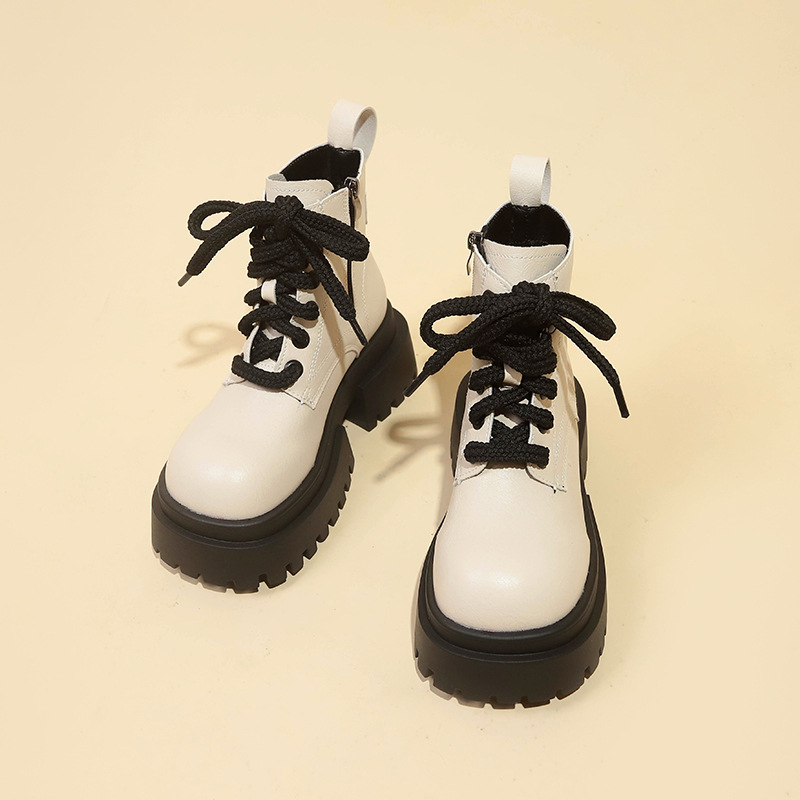 2024 Women's Fashion Boots: Thick Sole Height Increase Round Toe Martin Boots in Sexy Brown, Black, or Beige, Free Shipping bb65