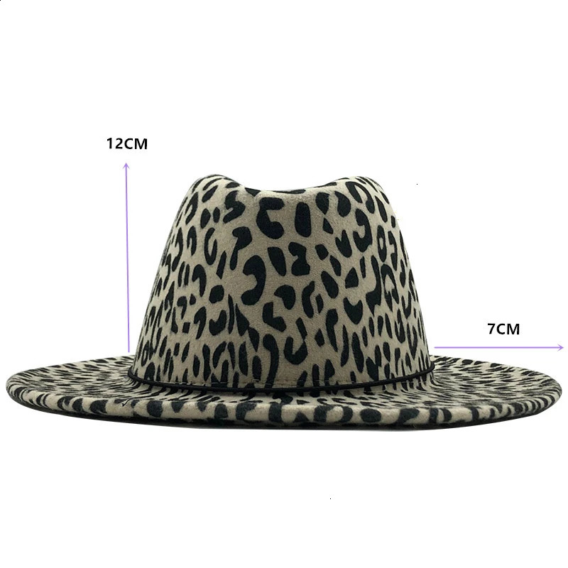 Simple Unisex Flat Brim Wool Felt Jazz Fedora Hats Men Women Leopard Grain Leather Band Decor Trilby Panama Formal Hats 240930
