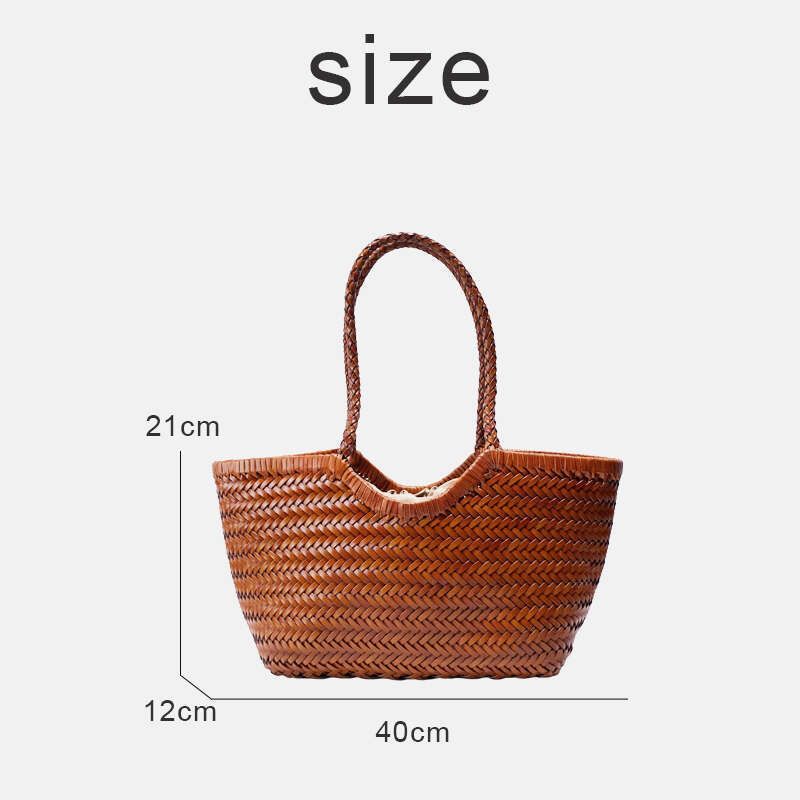 Genuine Leather Handwoven Tote Bags For Women Designer Handbag Purse 2024 New In Cowhide Braid With Inner Pocket Shoulder