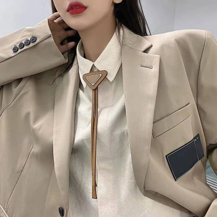 Neck Ties designer tie for man Leather triangle necktie mens bolo tie teenager school formal shirt clothes luxury mini ladies strap black neck tie fashion simple