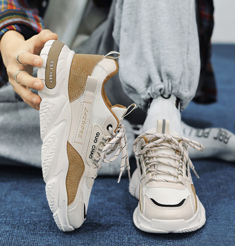 Men Sports Fashion Design Thick Sole Increase Height Sneakers Breathable Running Shoes Anti Slip Triple Black Green Khaki fashion