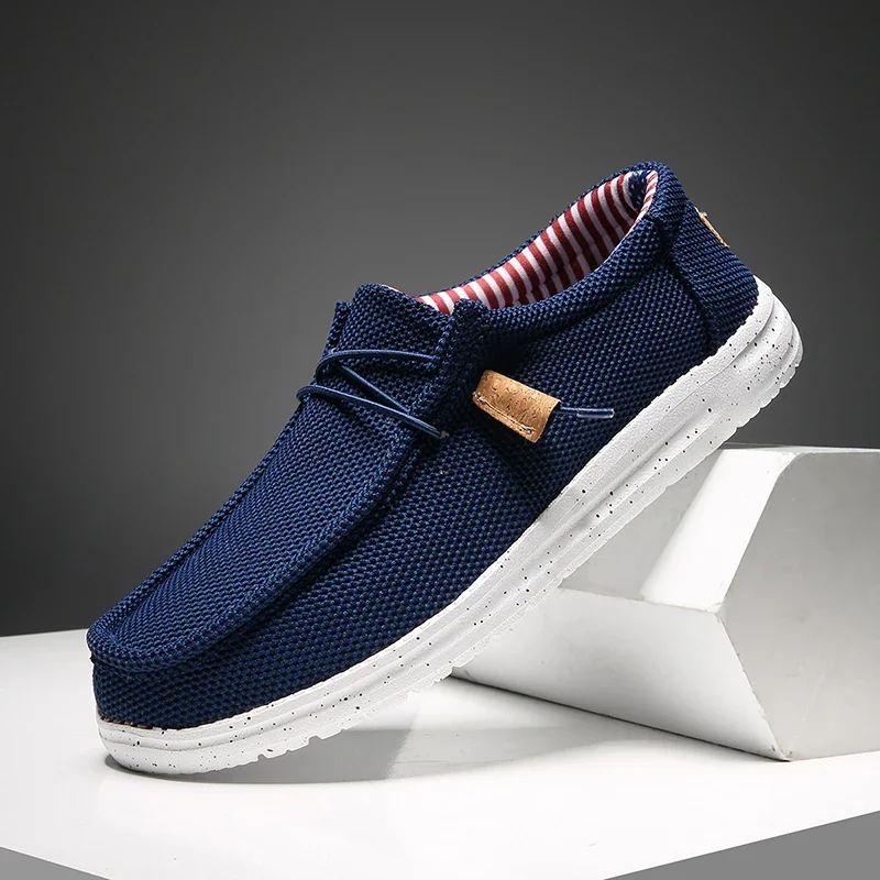 Men Casual Shoes on Canvas Loafers Comfortable Walking Flats for Man Dude Non Slip Soft Moccasins Sneakers