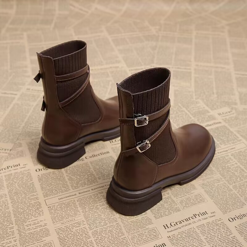 2024 Fashion Boots: Trendy Thick Sole Martin Boots in Black & Brown 0dbb
