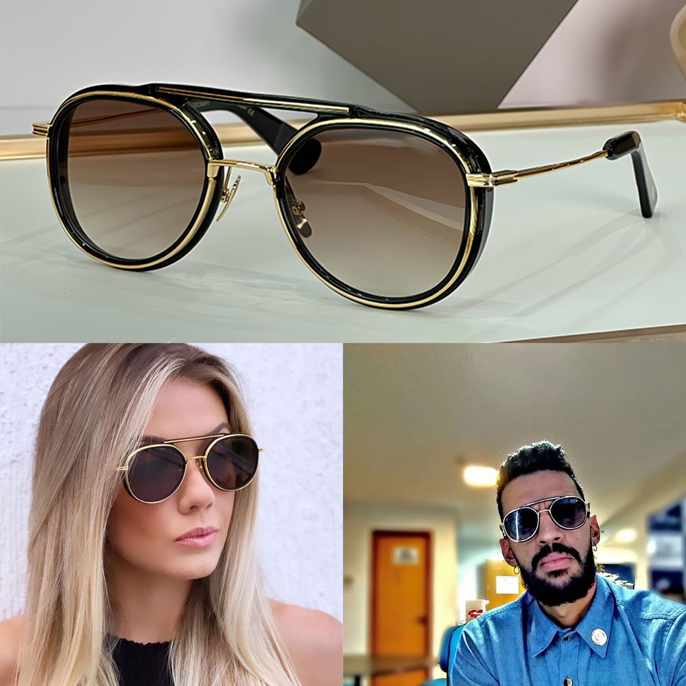 Designer metal pilot sunglasses round frame Fashion men women circular frame glasses Outdoor beach party 100% UV protection 19017