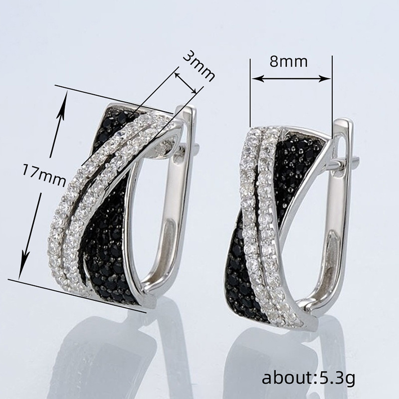 Sterg Sier Black Gold Fill Pave Cubic Zirconia Cross Earrings for Women
