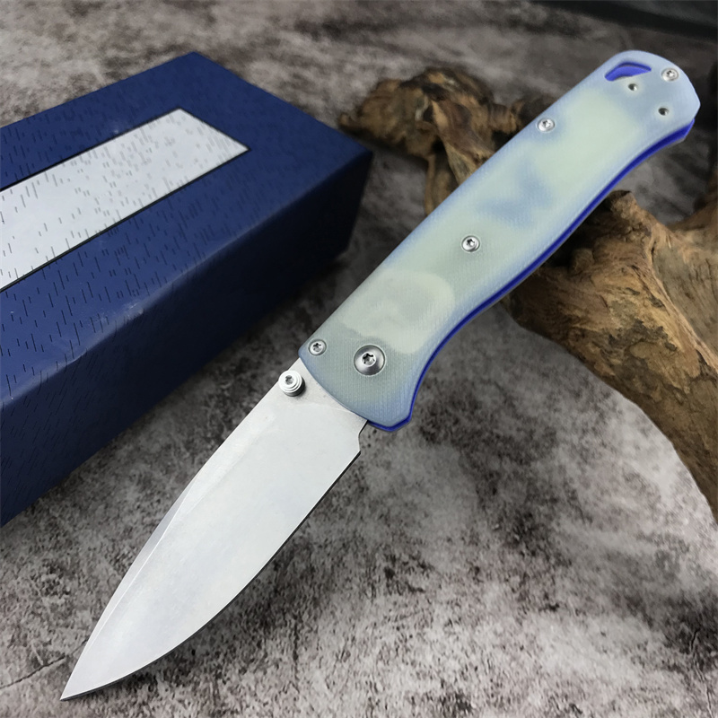 Portable 535-1901 Limited Edition Bugout Folding Knife Satin Plain Blade Jade G10 Handle Camping Hunting Survival Knives EDC Tools 15535 615 556 535 533 940