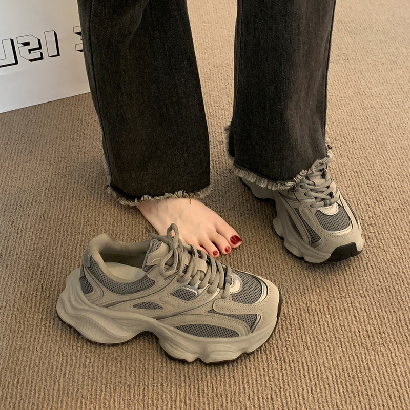 Retro Thick Bottom Grey Women's 2024 Autumn New Casual Shoes