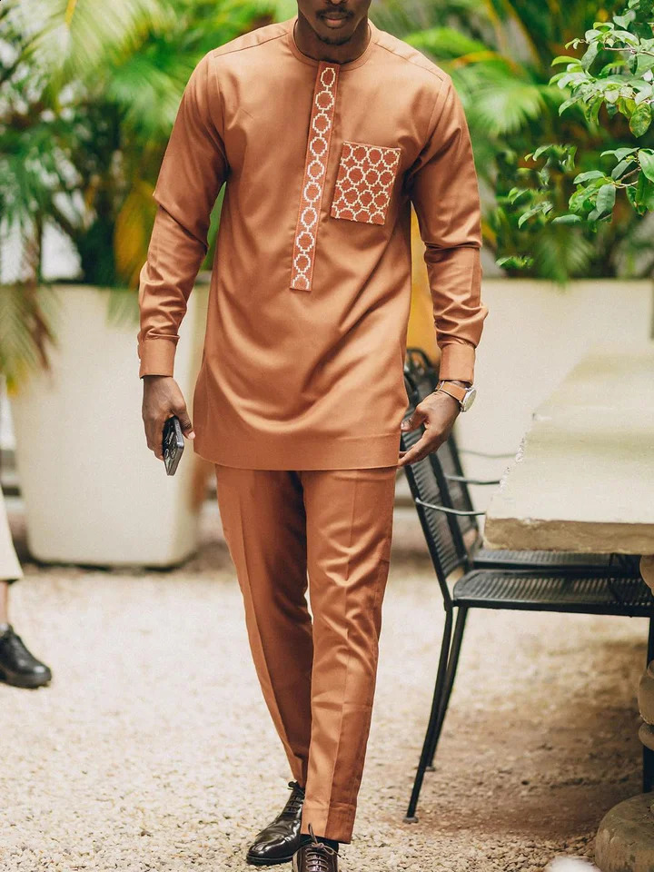 Kaftan Nigeria White Mens Southern African Traditional Clothing Large Size Elegant Long Sleeve Vacation Clothing 240927