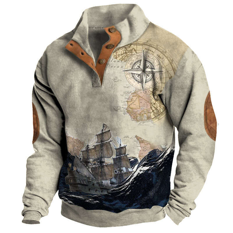 shanshi men hoodies designers Men hoodie shirt 3D digital printing series Henry collar long sleeved men's hoodies