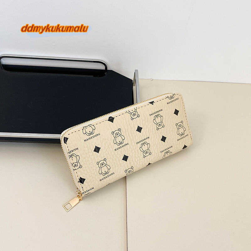 3 2024 New Han Chao Women's Wallet, Bear Print, Single Zipper, Multi Card Portable Travel Fashion Phone Bag #13 ddmykukumalu 4