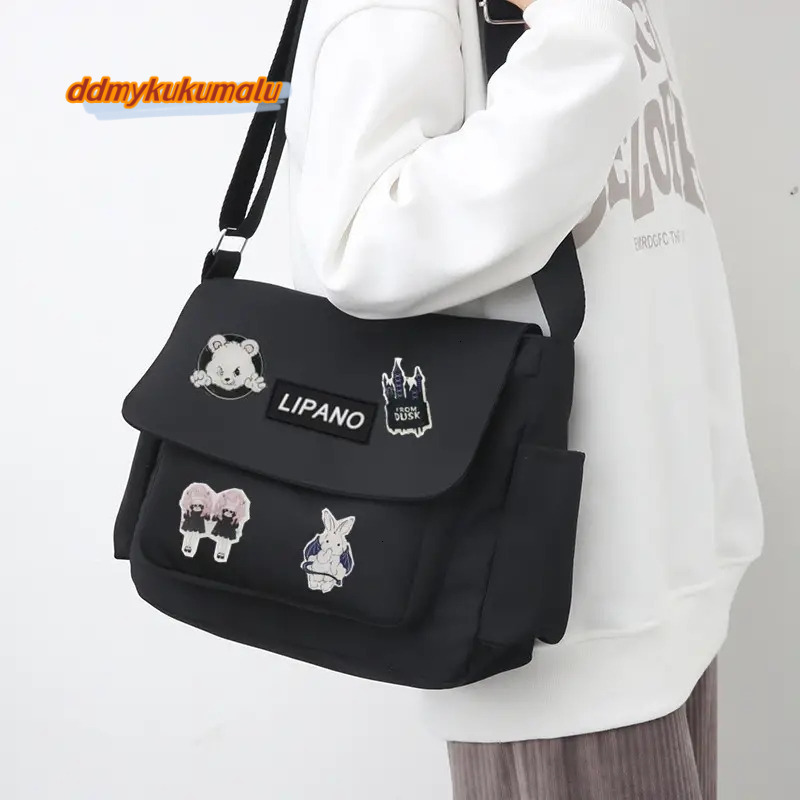 Top Canvas Youth Ladies Messenger Korean Style Female Students Nylon Handbags Shoulder Bag Men Letter Crossbody Bags H7.4#11 ddmykukumalu
