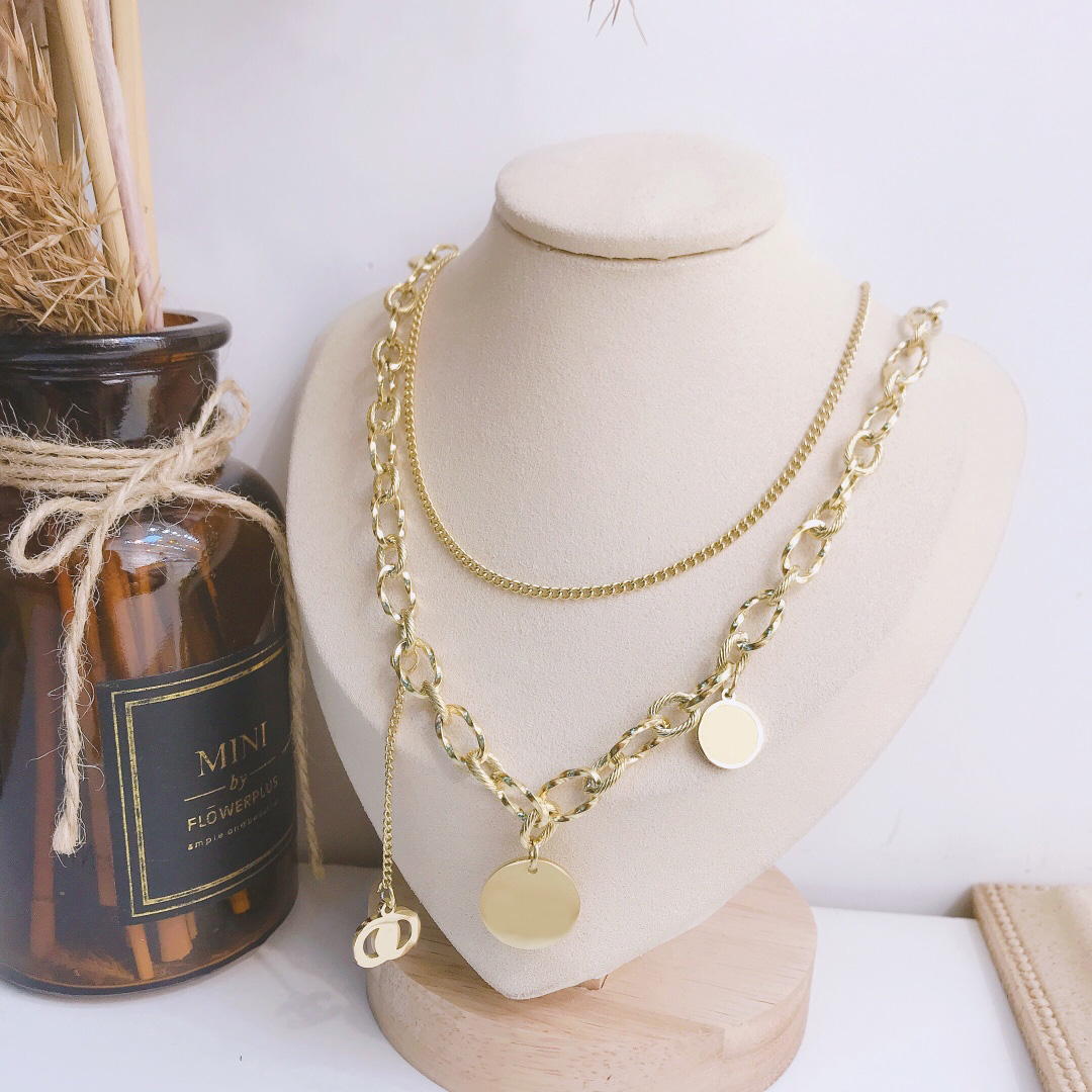 Luxury Double Layer Pendant Necklace Classic Charm Design Fashion Style Jewelry Trend Young Style Accessories Foundation Versatile Simple Beauty
