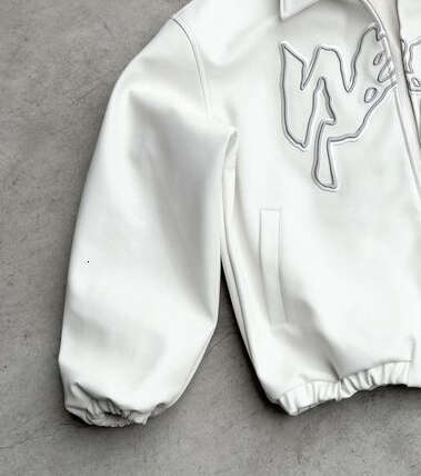 Hip Hop Retro Letter Pattern For Men Y2k Haruku Fashion Pu Leather Jacket Long Sleeve Zipper Jackets Coat Streetwear