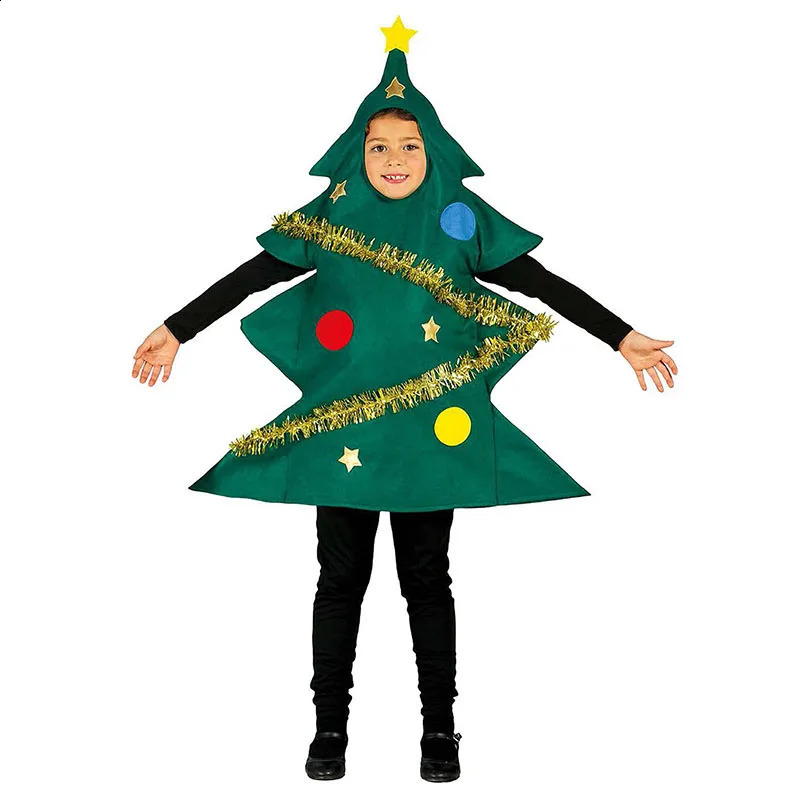Cute Christmas tree shaped roleplaying costumes for parents children parties short sleeved mini dresses women girls and Year 241007