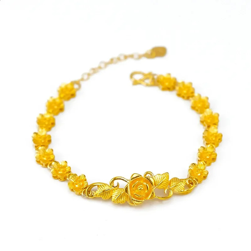9999 genuine gold 24K gold flower bracelet for women 240929