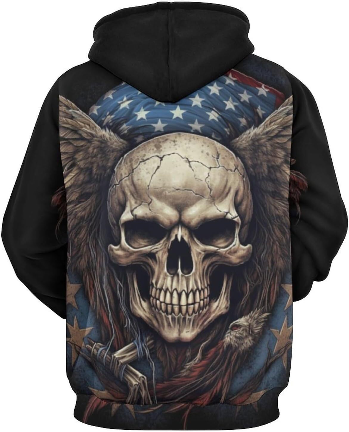 Hoodie for Mens Womens Vintage American Flag Hoodie 3D Skull Hooded Funny Long Sleeve Sweatshirt Hoodies Graphic Hoodies sweatshirt Pullover Long Slee