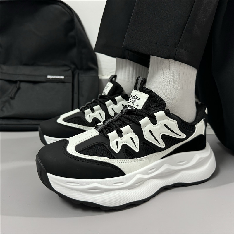 Men's 2024 new thick soled height increasing trend retro sports shoes
