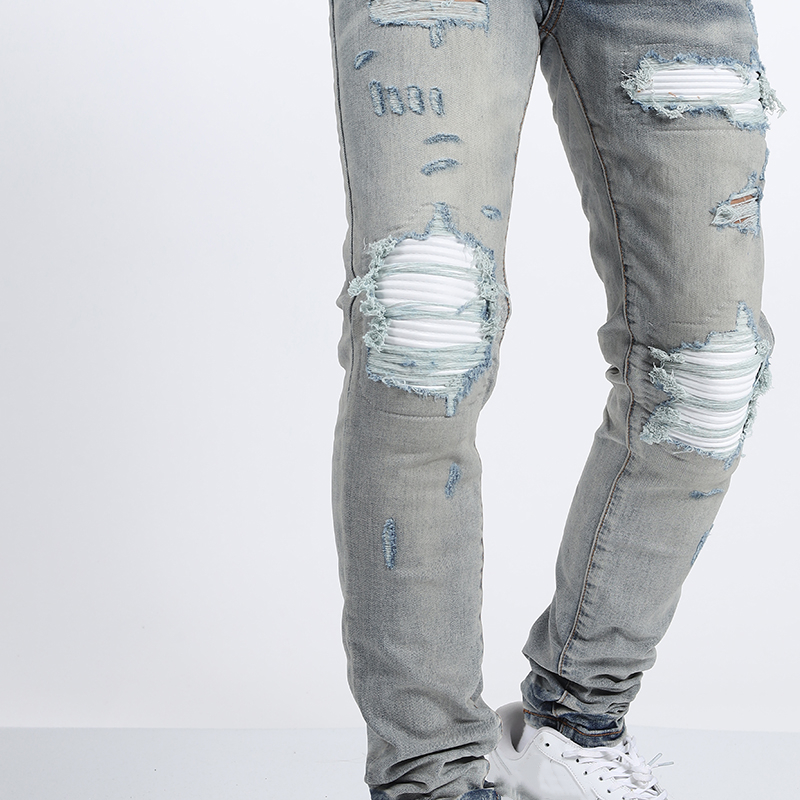 designer european jean hombre mens trousers biker embroidery ripped for trend cotton fashion jeans men cargo pants black hip Free shi