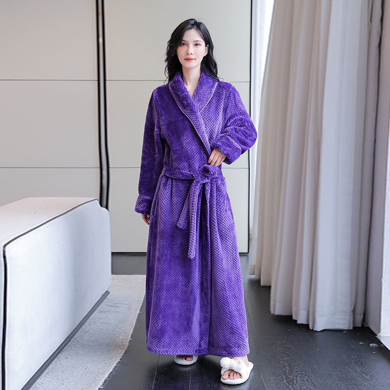 Designer's Autumn And Winter Long Flannel Women's Couple Pajamas, Comfortable Home Clothes, Thick Bathrobes, Hotel Yukata