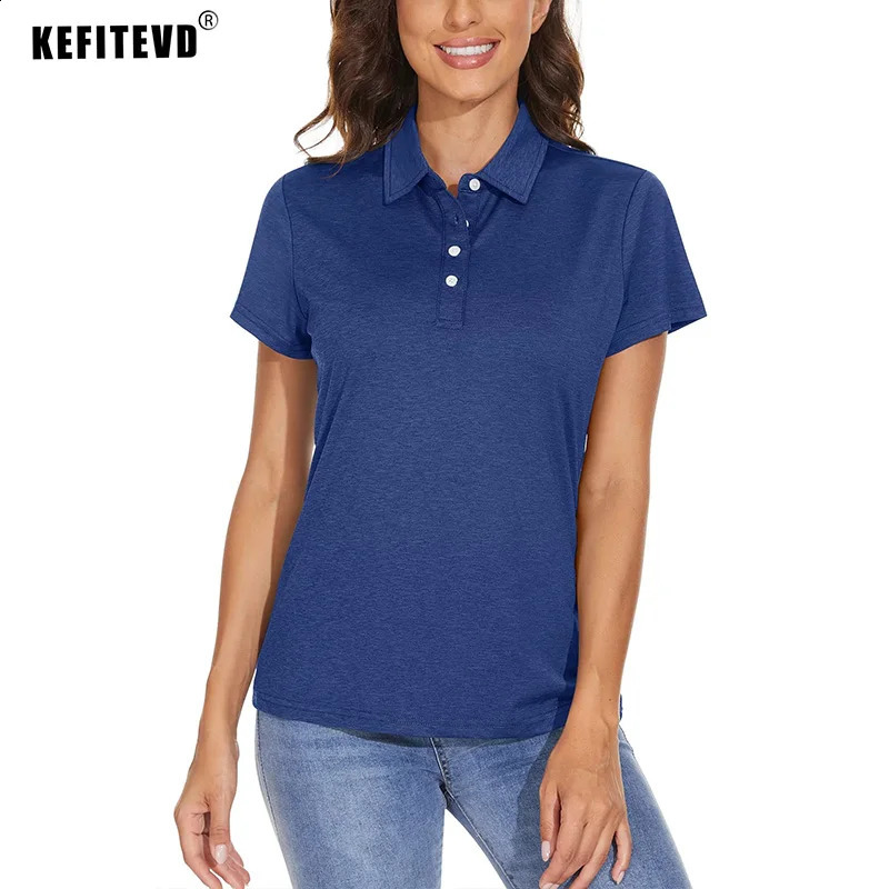 KEFITEVD Summer Polo Shirt Womens Collar Short sleeved T-shirt Quick drying Lightweight Running Sports Tennis Golf Polo Top 240930