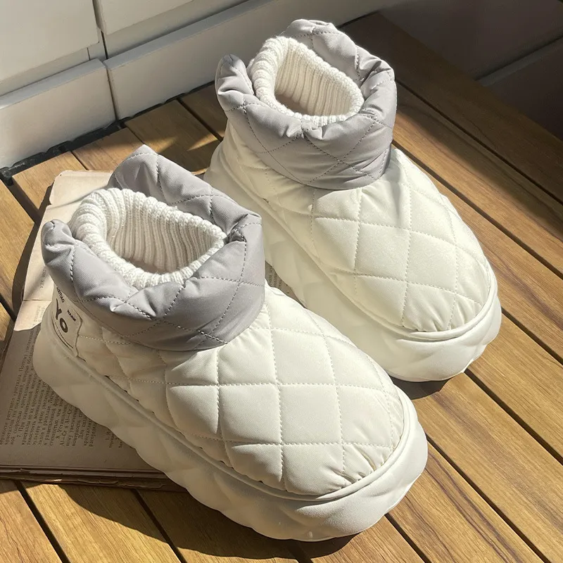 White Waterproof Snow Women 2023 Winter Warm Thicken Plush Ed Cotton Shoes Woman Thick Bottom Platform Ankle Boots