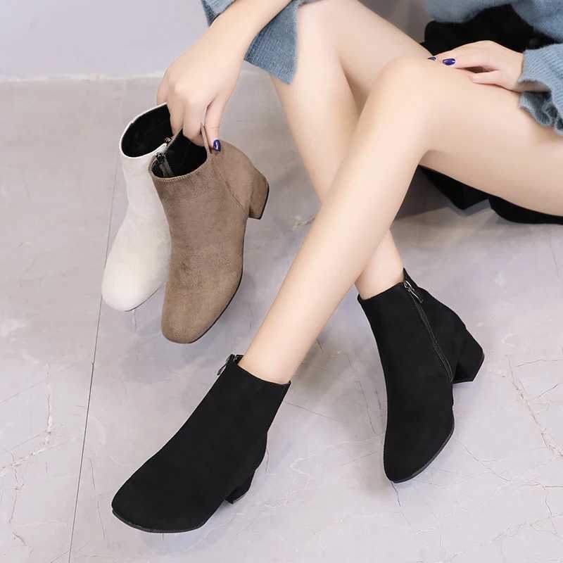 Womens Winter Boots 2024 New Suede Dress Women Warm Boots Fi Mid-Heel Wool Warm Womens Ankle BootsXJ250217