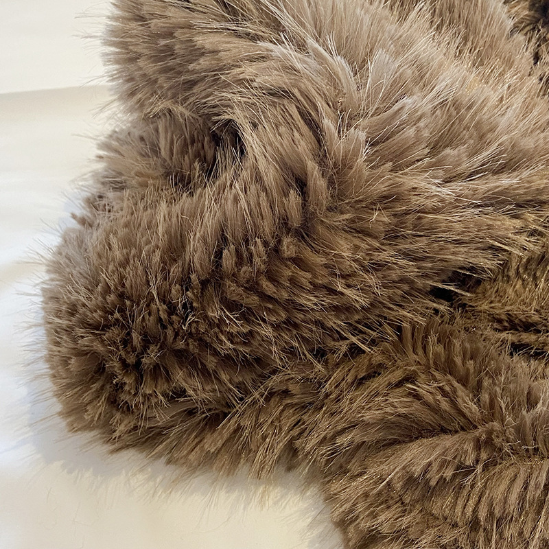 2023 New Winter Women Hooded Faux Fox Fur Teddy Loose Raglan Sleeves Plush Coat Brown Bear Fluffy Jacket Female Tops